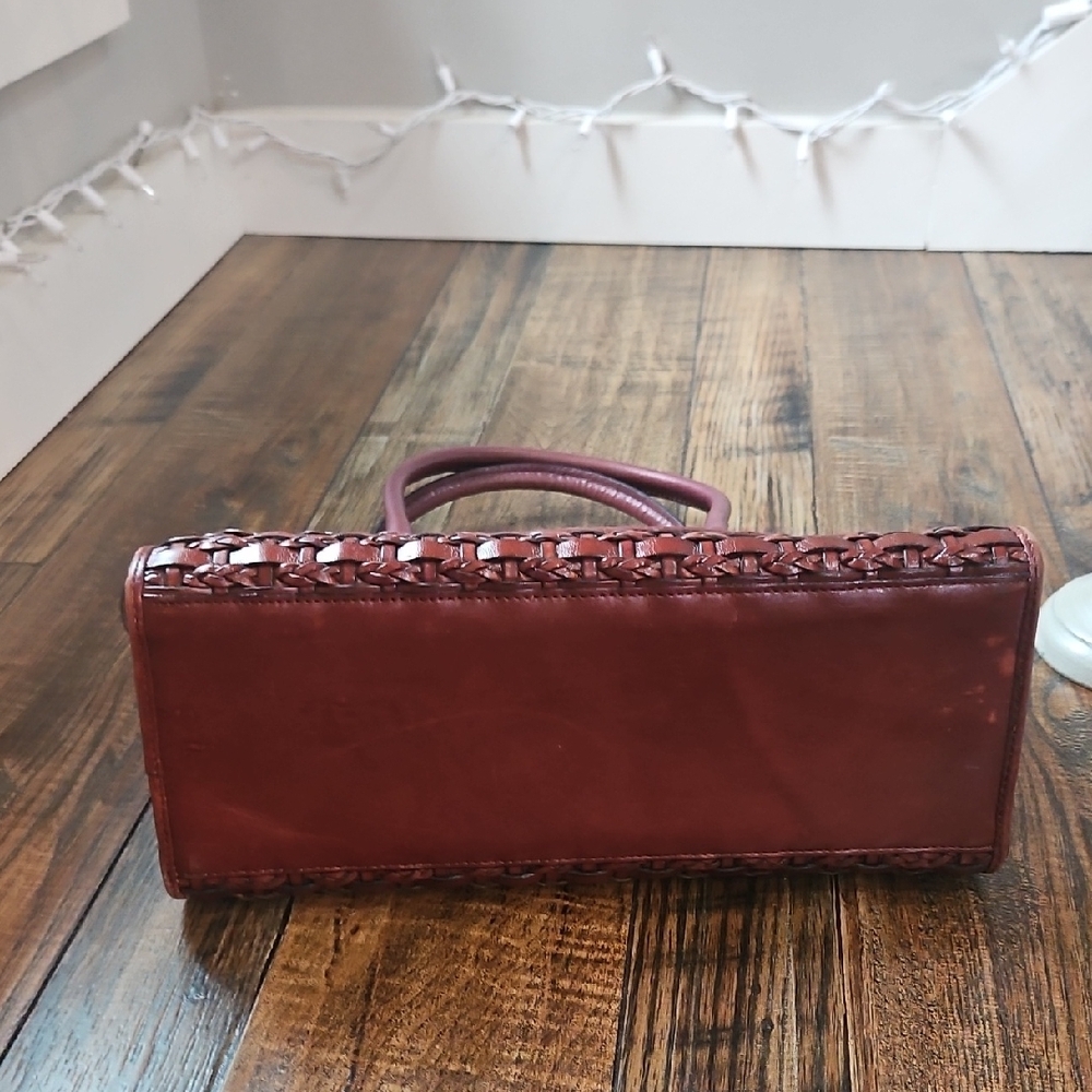 Genuine Leather Women's Rich Brown Woven Purse - Picture 6 of 12